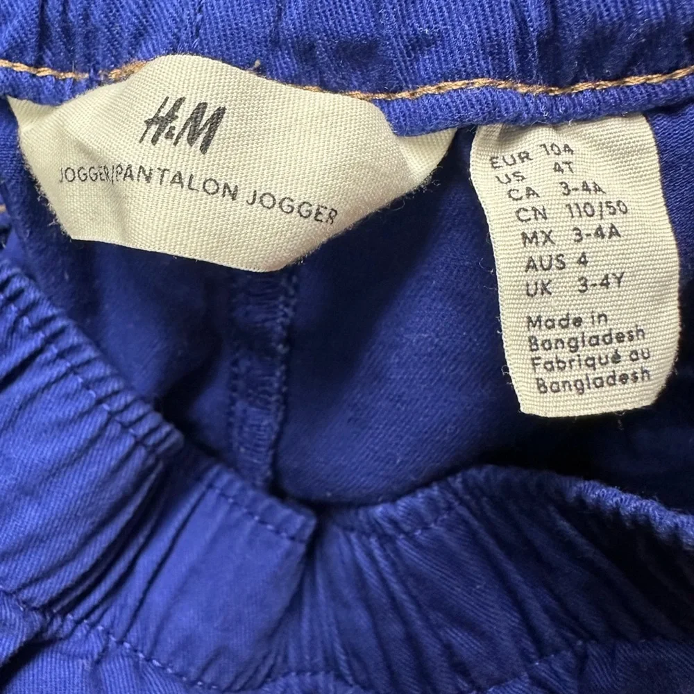 H&M Blue 100% Cotton Jogger Pants Size 4T